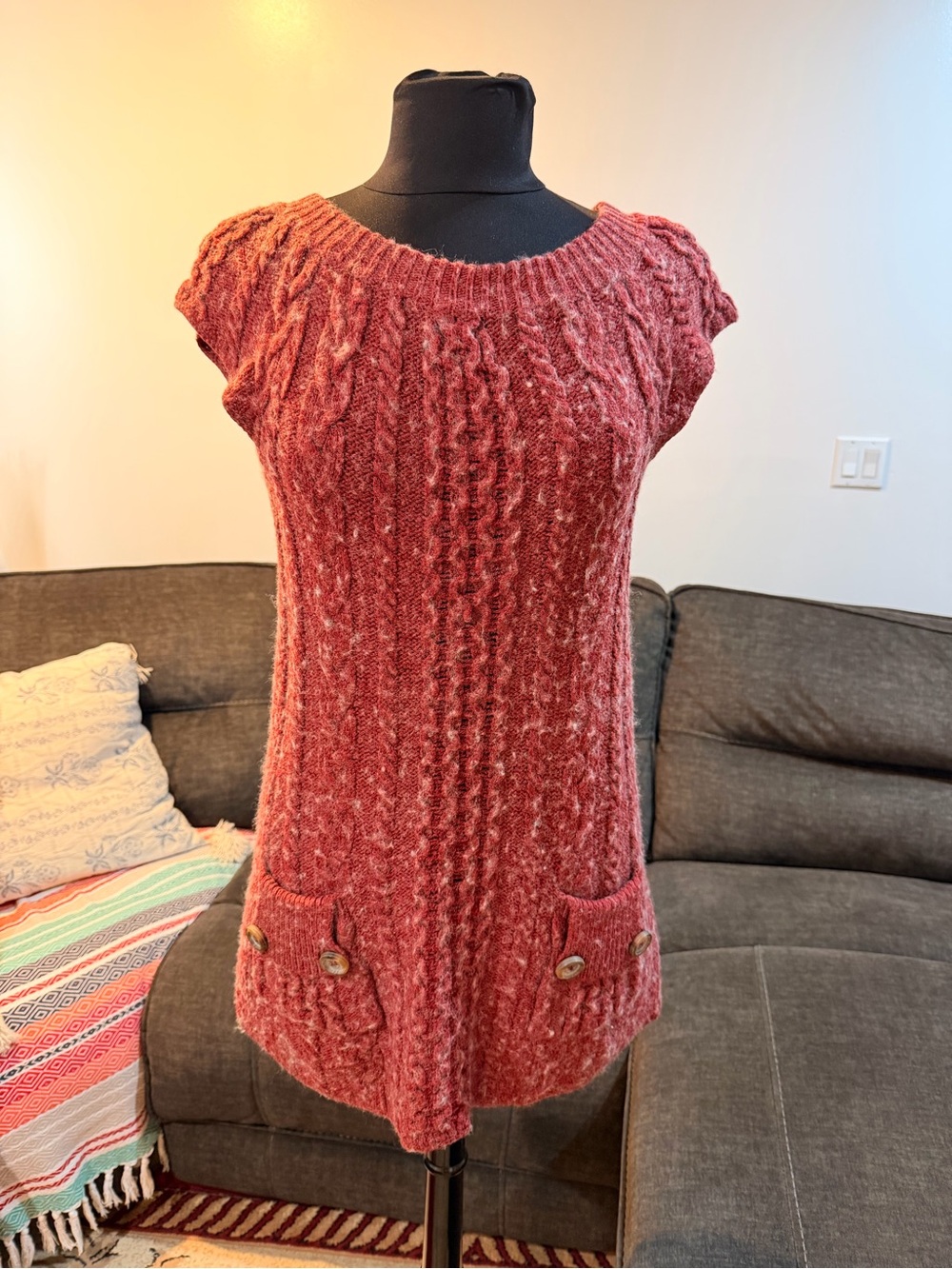 Free people brick 🧱 red Sweater tunic mini dress Size XS in excellent condition
